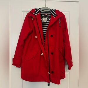 Joules Red and Navy Striped Waterproof Jacket